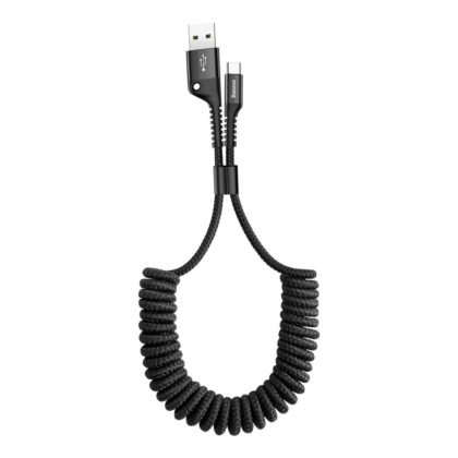 Baseus USB Type C Cable for Car, 100W Retractable Coiled USB A to USB C Fast Charger Cord, Nylon Braided Carplay Cable Compatible with iPhone15/Pro/Plus/Pro Max, Galaxy S24 S23, Note 20 (3.3ft)
