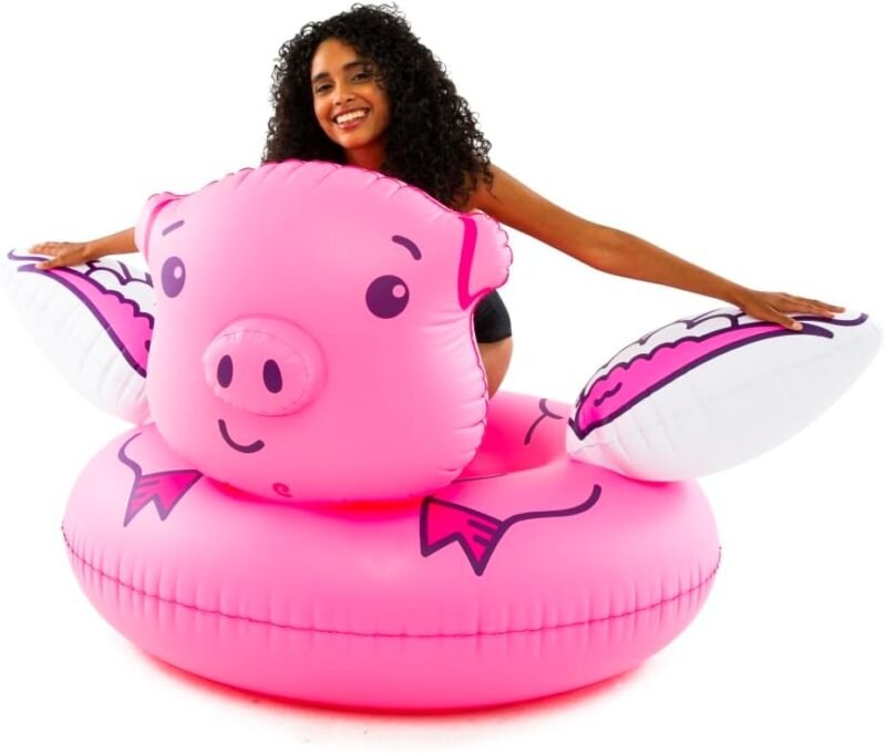 BigMouth Giant Animal Pool Float, Inflatable Floatie Tube, Blow Up Swim Ring, Outdoor Summer Pool Party Water Toy - Flying Pig - Image 10