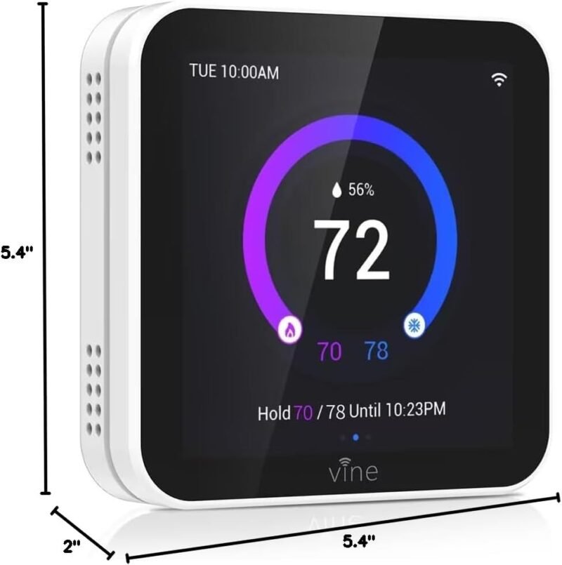 vine Smart Thermostat Larger Color Screen Thermostats for Home Heat and AC, 7 Day Programmable WiFi Thermostat App Control Compatible with Alexa and Google Assistant, C-Wire Required - Image 10