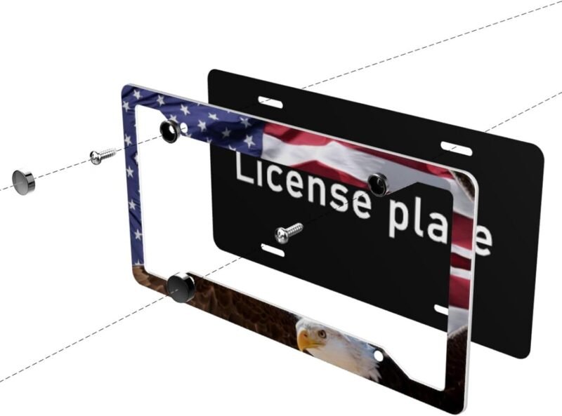 Eagle American Flag License Plate Frames, 2 Packs July 4th Independence Day Decorative License Plate Covers Cute Car Accessories Aluminum License Plate Holder for Women Men - Image 5