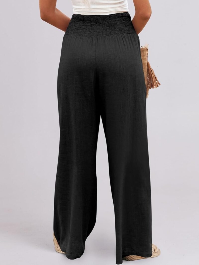 ANRABESS Women Linen Palazzo Pants Summer Boho Wide Leg High Waist Casual Lounge Pant 2025 Beach Travel Vacation Outfits - Image 8