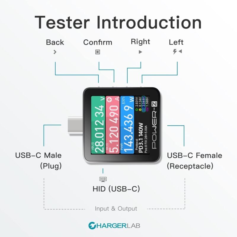 Power-Z KM003C Portable USB-C Fast Charging Tester PD3.1 QC5.0 Digital Voltmeter & Ammeter Power Bank Tester - Image 2