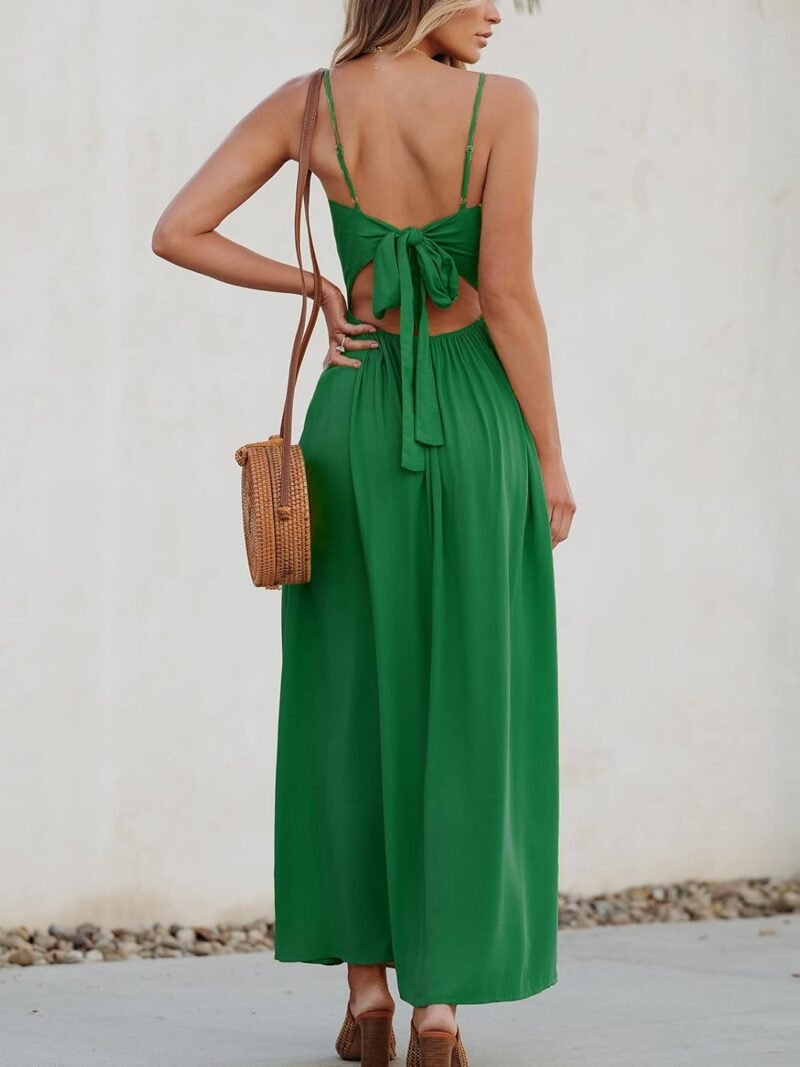 CUPSHE Women Casual Dress Beach Sleeveless V Neck Summer Cutout Spaghetti Straps Formal Maxi Sun Dresses - Image 3