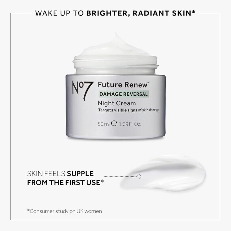 No7 Future Renew Damage Reversal Night Cream - Hydrating Face Moisturizer & Firming Cream to Reverse Visible Signs of Skin Damage - Dermatologist Approved and Suitable for Sensitive Skin (1.69 Fl Oz) - Image 4