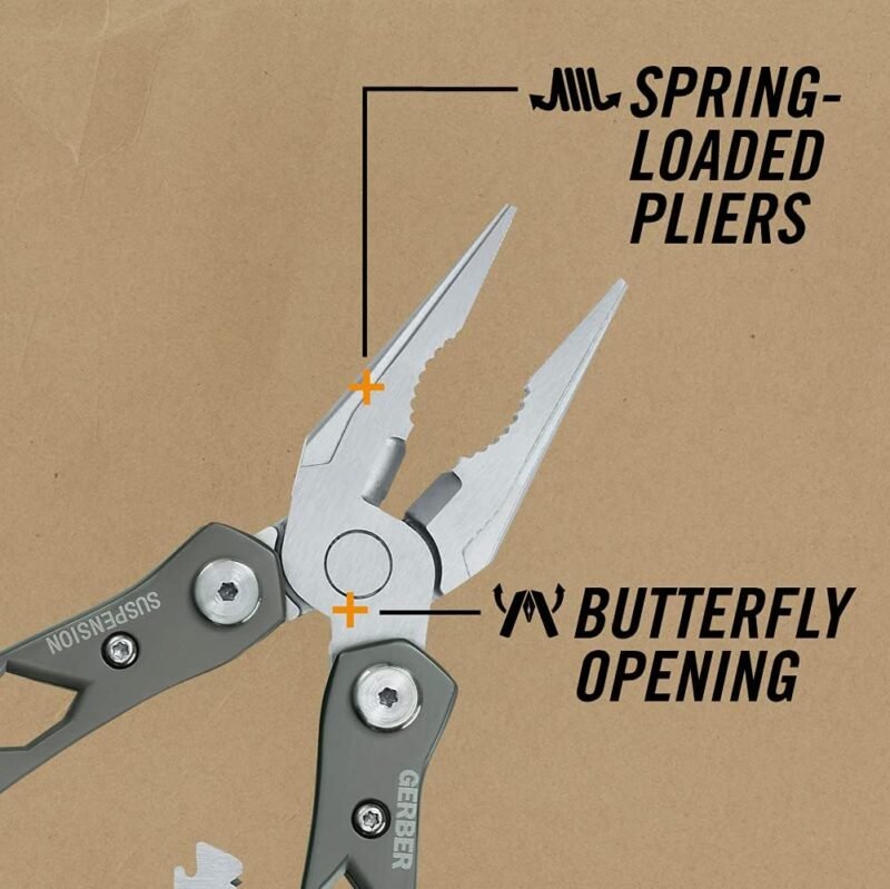 Gerber Gear Suspension 12-in-1 EDC Multi-Plier Multitool with Pocket Knife, Needle Nose Pliers, Wire Cutters and More, Gifts for Men, Camping and Survival, Grey - Image 5