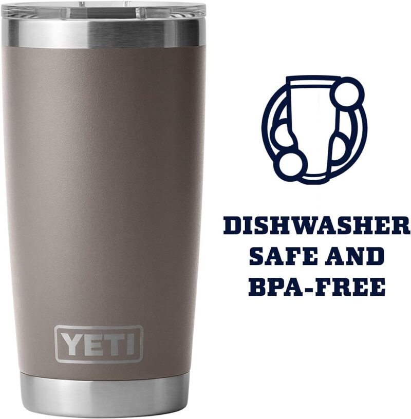 YETI Rambler 20 oz Tumbler, Stainless Steel, Vacuum Insulated with MagSlider Lid, Sharptail Taupe - Image 4