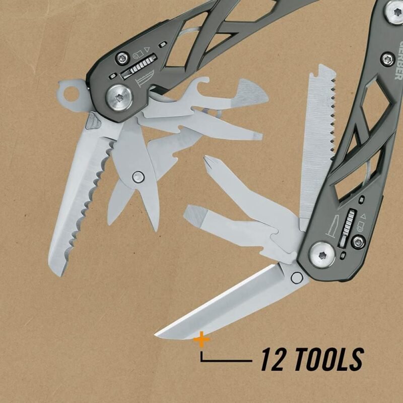 Gerber Gear Suspension 12-in-1 EDC Multi-Plier Multitool with Pocket Knife, Needle Nose Pliers, Wire Cutters and More, Gifts for Men, Camping and Survival, Grey - Image 7