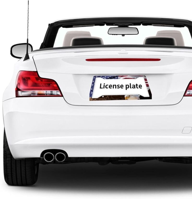 Eagle American Flag License Plate Frames, 2 Packs July 4th Independence Day Decorative License Plate Covers Cute Car Accessories Aluminum License Plate Holder for Women Men - Image 7