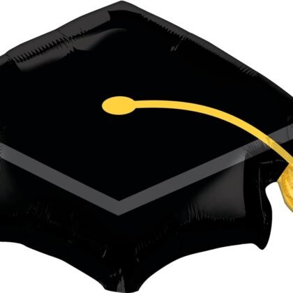 amscan Black Grad Cap Mylar Party Foil Balloon, 31", Multicolor