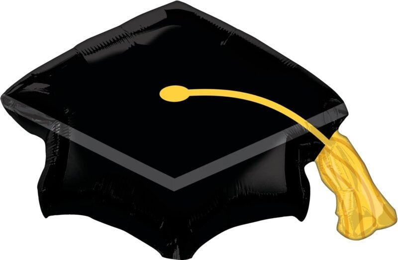 amscan Black Grad Cap Mylar Party Foil Balloon, 31", Multicolor