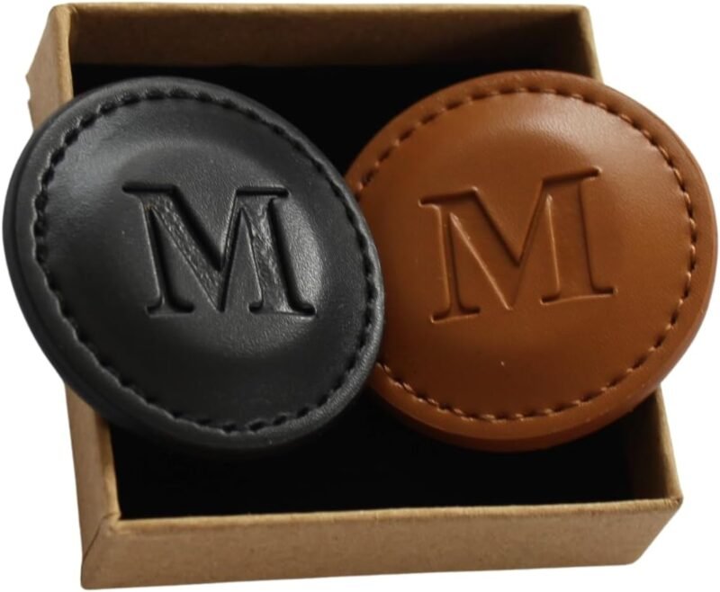 THOM Personalized Golf Marker A-Z, (Set of 2) for Golfers - Magnetic Ball Marker Handmade with 100% Vegan Leather - Fun Golf Stuff for Men - Customized Golf Gifts - Image 2