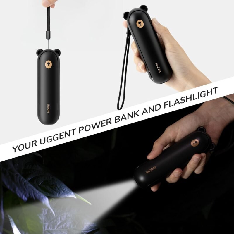 JISULIFE Handheld Fan with 4500 mAh Powerbank Max 37 Hours Runtime, Pocket Portable Battery Operated or USB Powered Folding Personal Fan, 3 Speeds, Gifts for Women Men Kids Gift for Festival-Black - Image 4