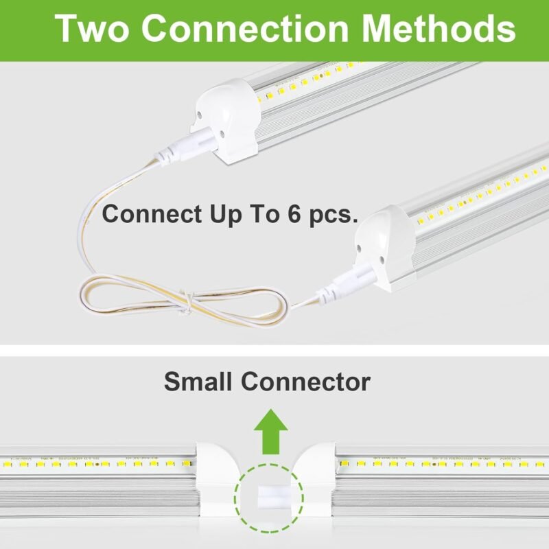 hykolity 30W 2FT LED Shop Light, 3500lm 6500K Super Bright White, Linkable Ceiling Light Fixture, V Shape Integrated T8 LED Tube Light with Built-in ON/Off Switch for Workbench, Cabinet, ETL, 4 Pack - Image 3