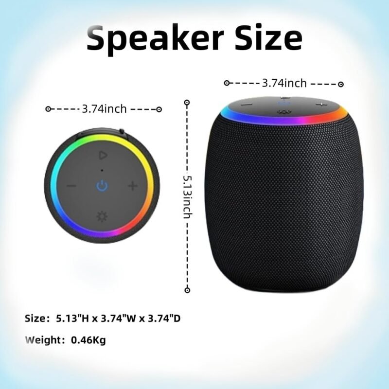 Bluetooth Speaker, Portable Wireless Bluetooth 5.3, 15W Clear Bass, IPX6 Waterproof, LED Lights, AUX/TF/USB, Dual TWS Pairing, 12H Playtime, Small Speakers for Home Outdoor Beach, Ideal Gift - Image 5