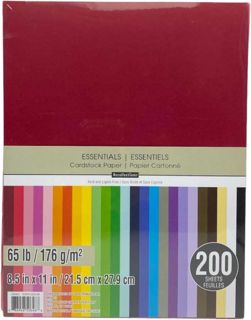 Recollections Cardstock Paper, Essentials 20 Colors - 200 Sheets 8-1/2 X 11