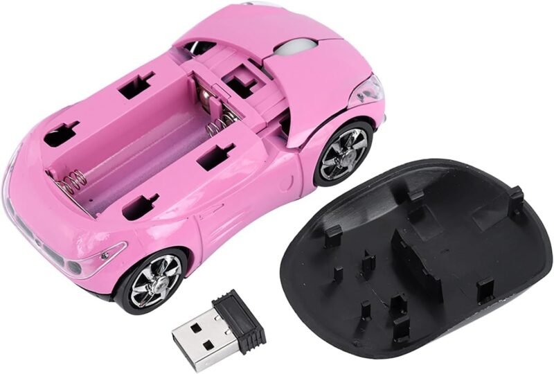 ASHATA 2.4G Car Mouse with USB Reciver 1600DPI Optical Mouse for PC Computer Laptop Tablet, High Cute Mouse for Win XP//Win7/ME/2000/for OS (Pink) - Image 8