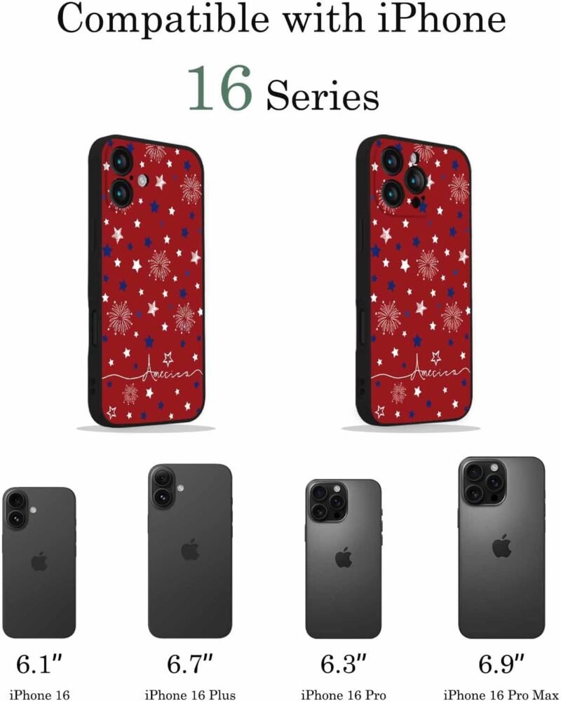 Compatible with iPhone 14 Case 6.1 inch, Independence Day Phone Case Ultra Slim Thin America Blue Star Silicone Cover Anti-Scratch Shockproof Protective 4th of July Rubber Case - Image 2