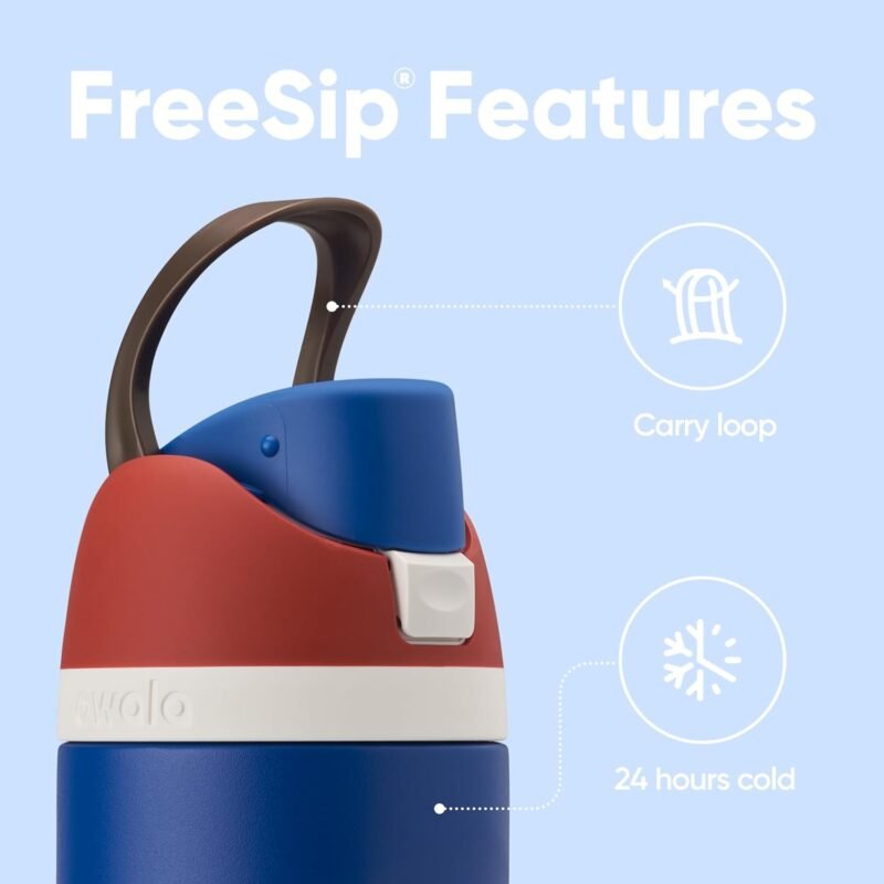 Owala Marvel FreeSip Insulated Stainless Steel Water Bottle with Straw for Sports and Travel, BPA-Free Sports Water Bottle, 24 oz, Captain America - Image 3