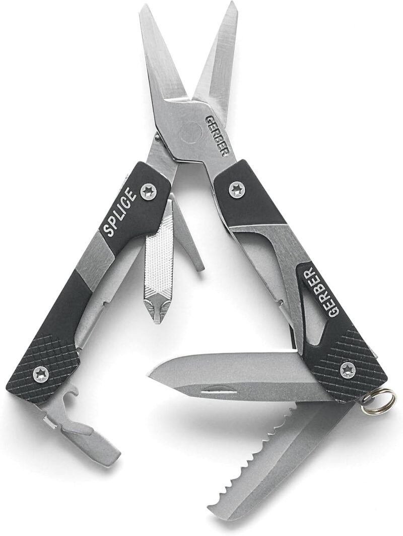 Gerber Gear Splice Pocket Knife EDC Multitool with Blade, Scissors, Screwdriver and Bottle Opener, Black