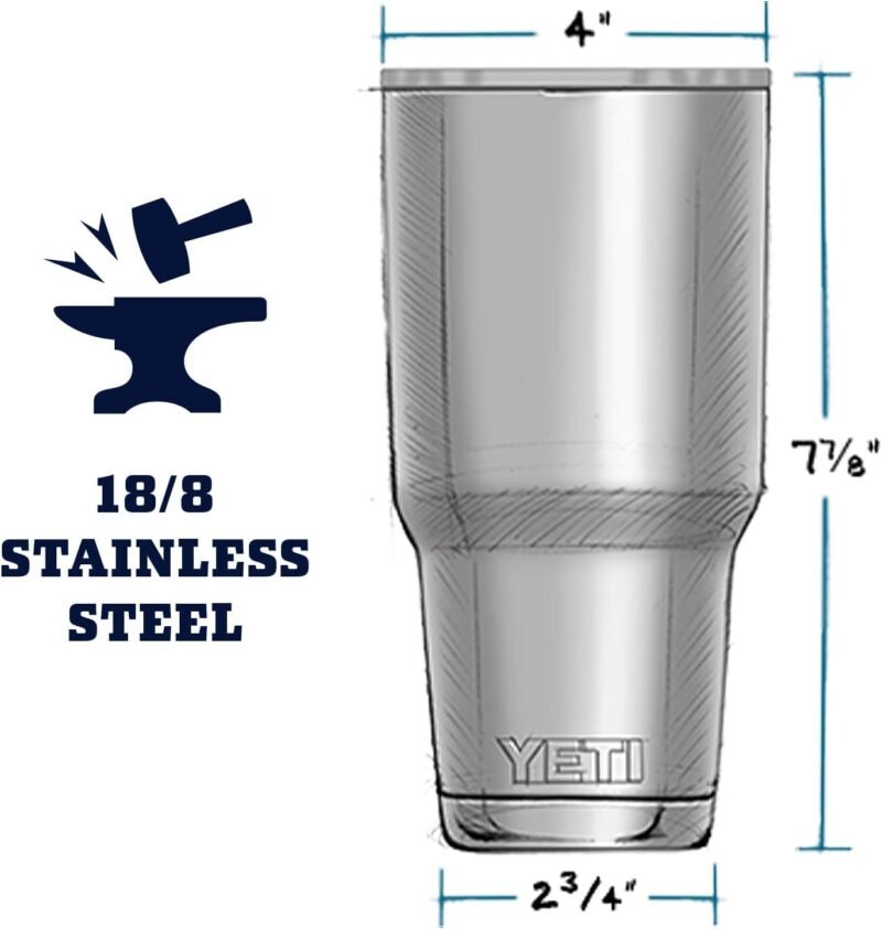 YETI Rambler 30 oz Tumbler, Stainless Steel, Vacuum Insulated with MagSlider Lid, Rescue Red - Image 6