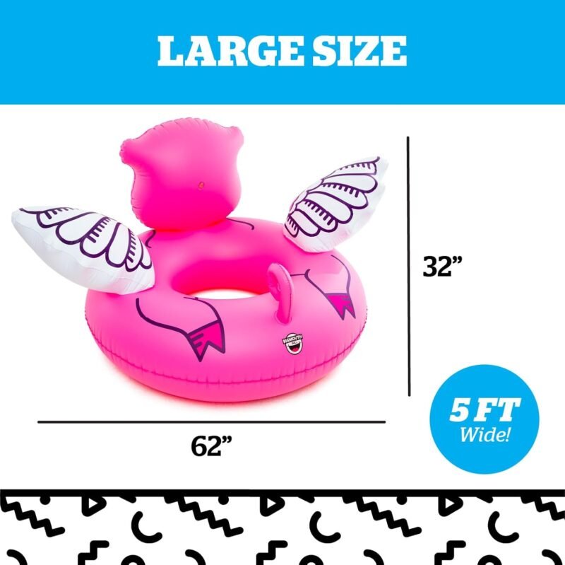 BigMouth Giant Animal Pool Float, Inflatable Floatie Tube, Blow Up Swim Ring, Outdoor Summer Pool Party Water Toy - Flying Pig - Image 3