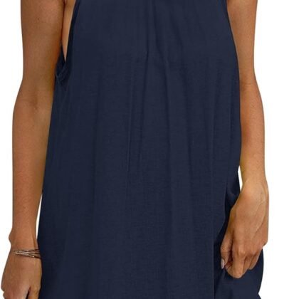 For G and PL Women's Summer Halter Sundress Sleeveless Mini Beach Dress with Pockets