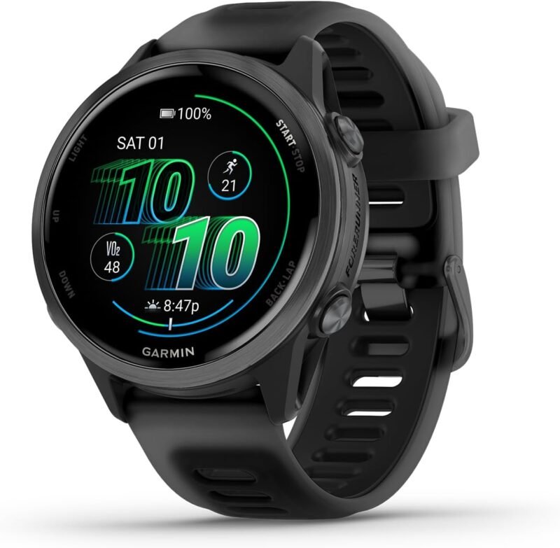 Garmin® Forerunner® 570, 42mm, Advanced GPS Running and Triathlon Smartwatch, AMOLED Display, Training and Recovery Features, Slate Gray Aluminum with Translucent Black/Black Band