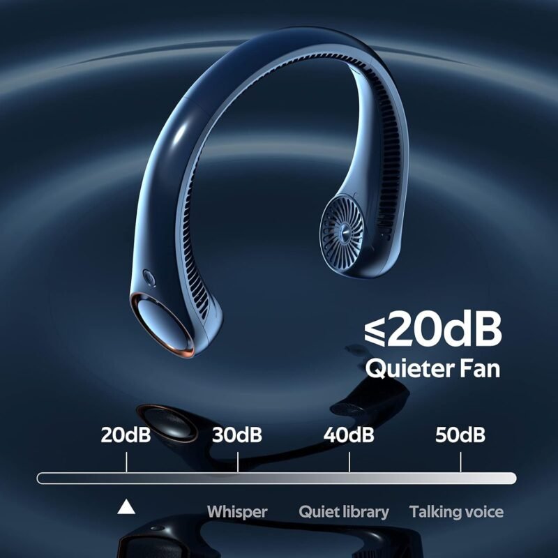 Portable Neck Fan, Hands Free Bladeless Fan, 360° Cooling Personal Fan,Wearable Quiet Fan for Outdoor Indoor, Birthday Gifts for Men Women Mom Dad, 4000mAh Battery USB Rechargeable, 3-Speeds(Blue) - Image 4
