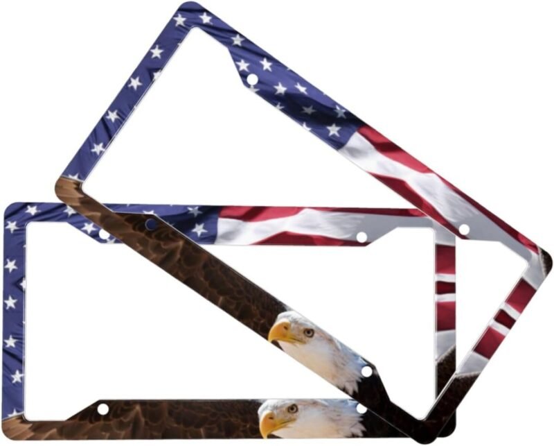 Eagle American Flag License Plate Frames, 2 Packs July 4th Independence Day Decorative License Plate Covers Cute Car Accessories Aluminum License Plate Holder for Women Men - Image 9