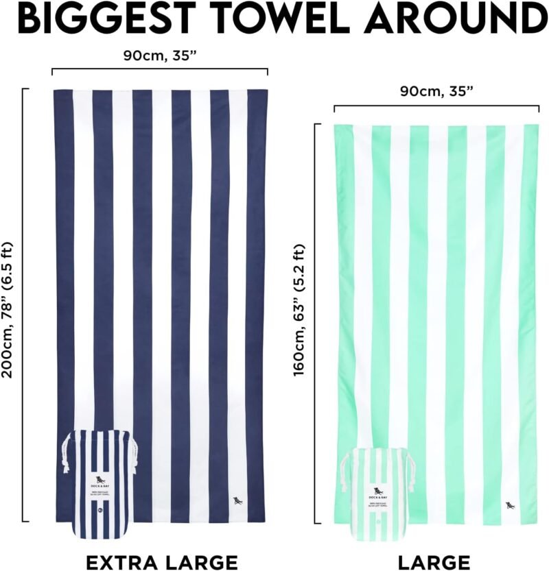 Dock & Bay Beach Towel - Quick Dry, Sand Free - Compact, Lightweight - 100% Recycled - Includes Bag - Cabana Light - Goa Grey - Large (160x90cm, 63x35) - Image 4