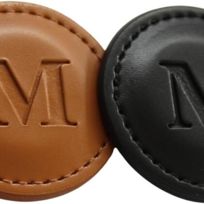 THOM Personalized Golf Marker A-Z, (Set of 2) for Golfers - Magnetic Ball Marker Handmade with 100% Vegan Leather - Fun Golf Stuff for Men - Customized Golf Gifts