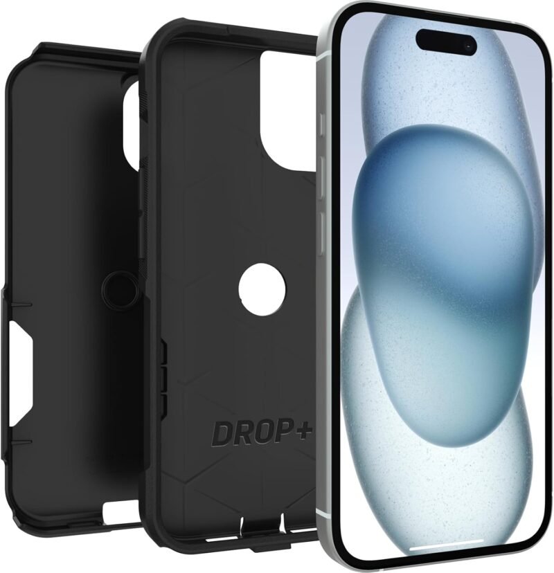 OtterBox iPhone 16e, 15, 14, & 13 Commuter Series Case - Black, Slim & Tough, Pocket-Friendly, with Port Protection - Image 3