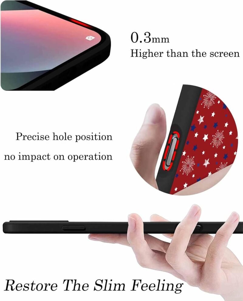 Compatible with iPhone 14 Case 6.1 inch, Independence Day Phone Case Ultra Slim Thin America Blue Star Silicone Cover Anti-Scratch Shockproof Protective 4th of July Rubber Case - Image 6