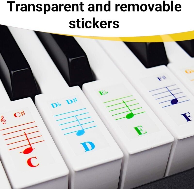 QMG Color Piano and Keyboard Stickers and Complete Color Note Piano Music Lesson and Guide Book 1 and Book 2 for Kids and Beginners; Designed and Printed in USA - Image 6