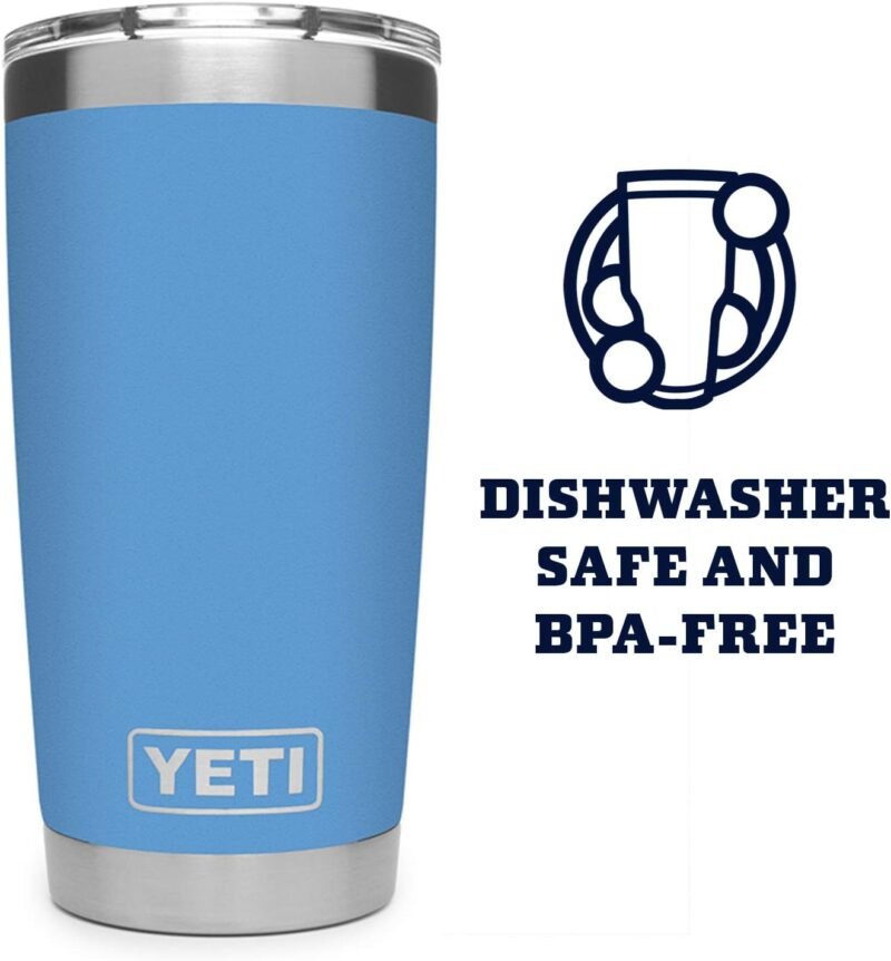 YETI Rambler 20 oz Tumbler, Stainless Steel, Vacuum Insulated with MagSlider Lid, Pacific Blue - Image 4