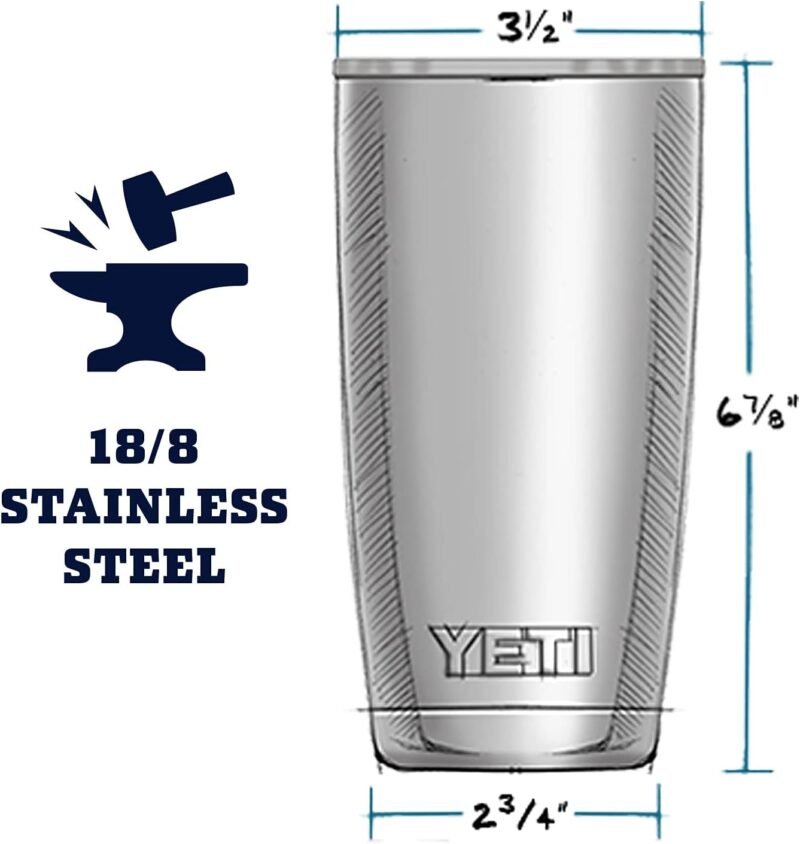 YETI Rambler 20 oz Tumbler, Stainless Steel, Vacuum Insulated with MagSlider Lid, Sharptail Taupe - Image 2