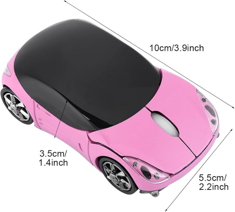 ASHATA 2.4G Car Mouse with USB Reciver 1600DPI Optical Mouse for PC Computer Laptop Tablet, High Cute Mouse for Win XP//Win7/ME/2000/for OS (Pink) - Image 9