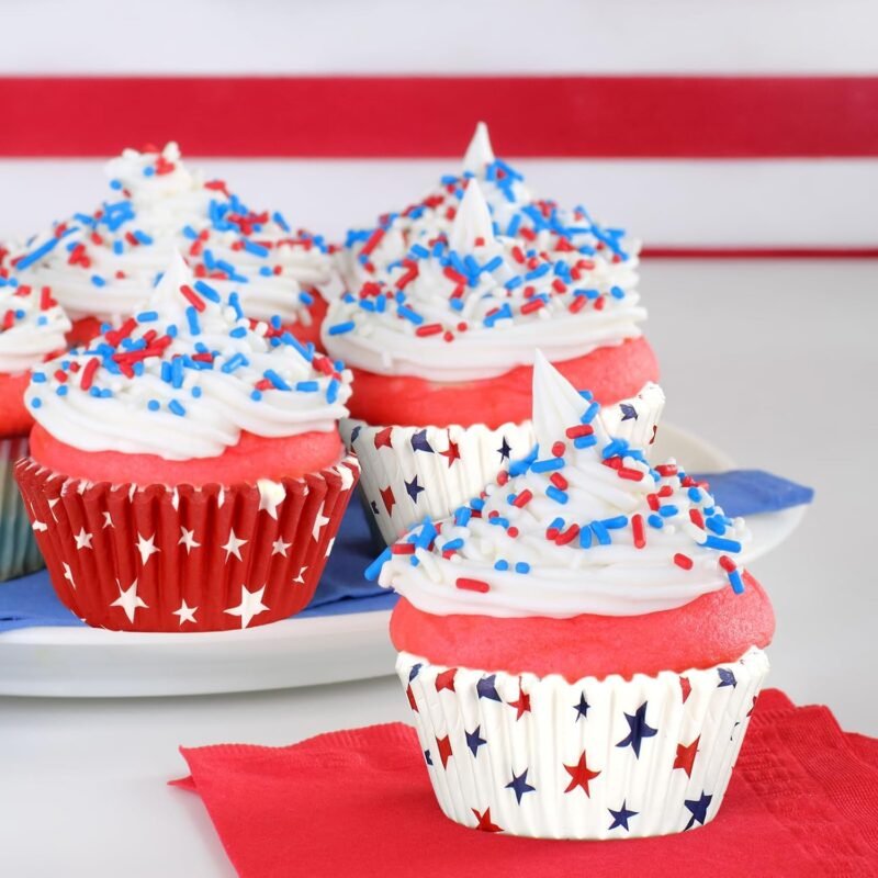 Whaline 600Pcs Patriotic Cupcake Liner Red White Blue Star Paper Baking Cup 4th of July Muffin Liner Cake Storage Container for Independence Day Party DIY Craft, 2 x 1.2 Inch - Image 5