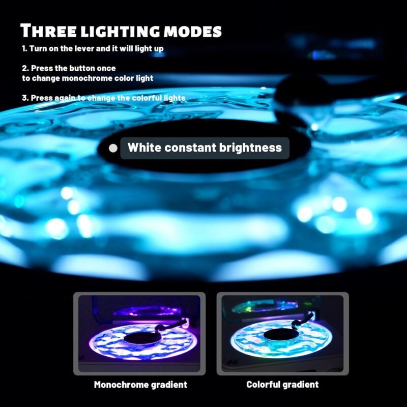 AVIF Wave Vinyl Bluetooth Speaker with Adjustable Ambient Lights,Music Player with 4 Modes,Vintage Record Model Players with Time,Small Record Player for Room Desk,Waves Speaker (White) - Image 3