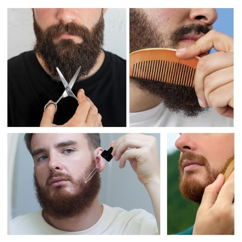 5 Piece Beard Grooming Kit for Men, including All Natural Beard Oil, Beard Balm with Sweet Orange Scent, Comb, Scissors, Storage Bag, Beard Care Set Christmas Birthday Father's Day Gift for Him - Image 7