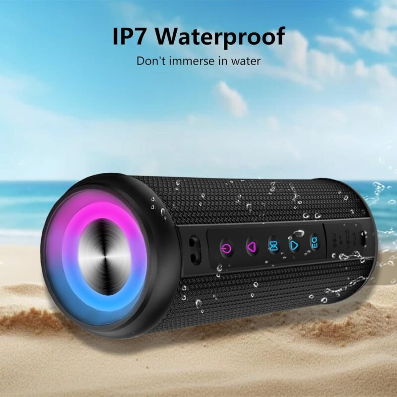 Portable Bluetooth Speaker, Bluetooth 5.4 Wireless Speaker with 20W HD Loud Stereo Sound, 12H Playtime, IPX5 Waterproof, LED Lights, TWS Pairing, Built-in Mic, for Outdoor, Home, Party, Beach, Gift - Image 7
