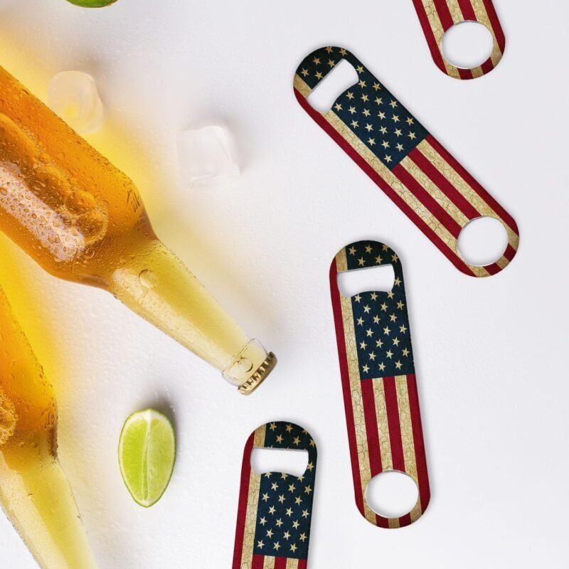 Flat Bottle Openers,Heavy-Duty Stainless Steel Beer Openers,Sturdy and Durable Openers Perfect for Kitchen Restaurant Bar-4PCS(Vintage American Flag) - Image 3