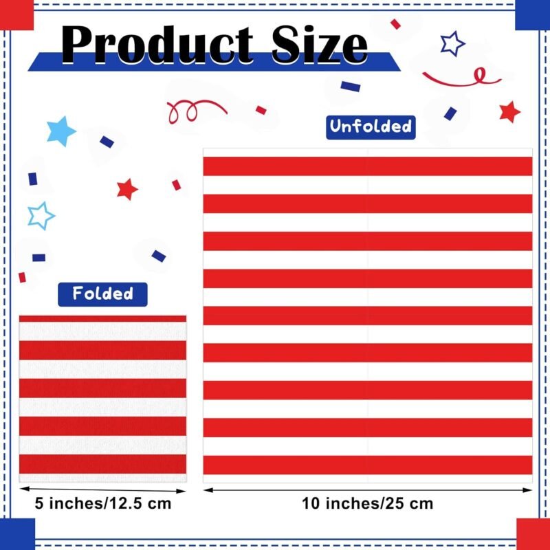 Nuanchu 200 Pcs American Flag Napkins 4th of July Patriotic Red White and Blue Disposable Paper Cocktail Napkins for Veterans Day Election Independence Day Decorations(Stars and Stripes) - Image 2