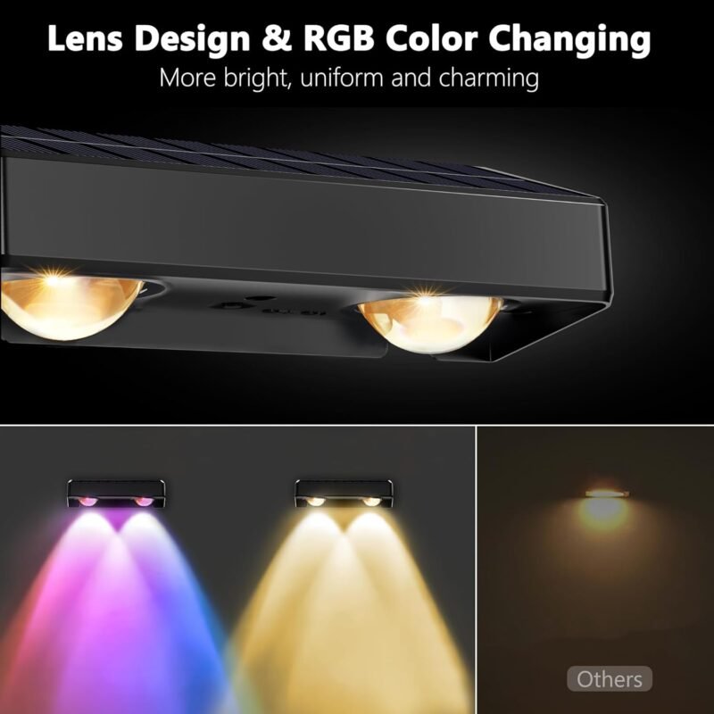 Brizled Solar Fence Lights Outdoor, 8 Pack 11 Modes & 9 Colors - Warm White/Cool White/RGB Color Changing Solar Wall Lights, 100 Lumens IP65 Waterproof Outdoor Lighting for Railing Wall Fence Deck - Image 3