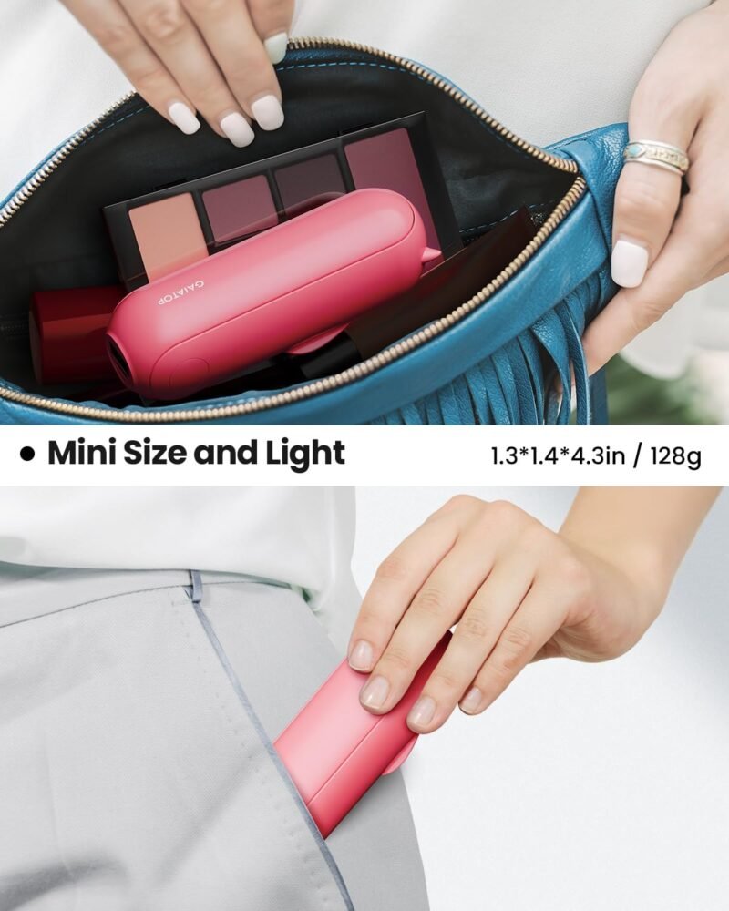 GAIATOP Portable Handheld Fan, 3 IN 1 Mini Foldable Travel Fans [17H Max Cooling Time] with Power Bank, Pocket Design USB Rechargeable for Travel Concert Lash Makeup, Summer Gifts for Women Girl, Rose - Image 2