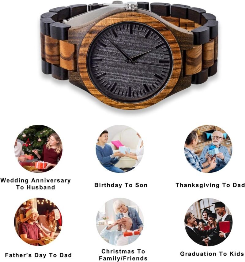 kullder Personalized Engraved Watch for Best Man Groomsmen Gifts for Wedding Mens Custom Wooden Watches for Men Personalized Groomsmen Husband Dad Father Gifts Ideas - Image 6