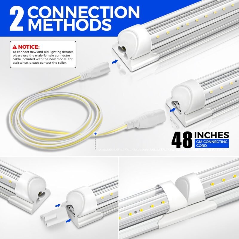 Barrina LED Shop Lights 2FT, 20W 3000LM 5000K, T8 LED Light Fixture, Clear Cover, Ceiling and Utility Shop Light, Linkable Tube Lights for Room, Garage, Workbench, Warehouse, 2 Packs - Image 3