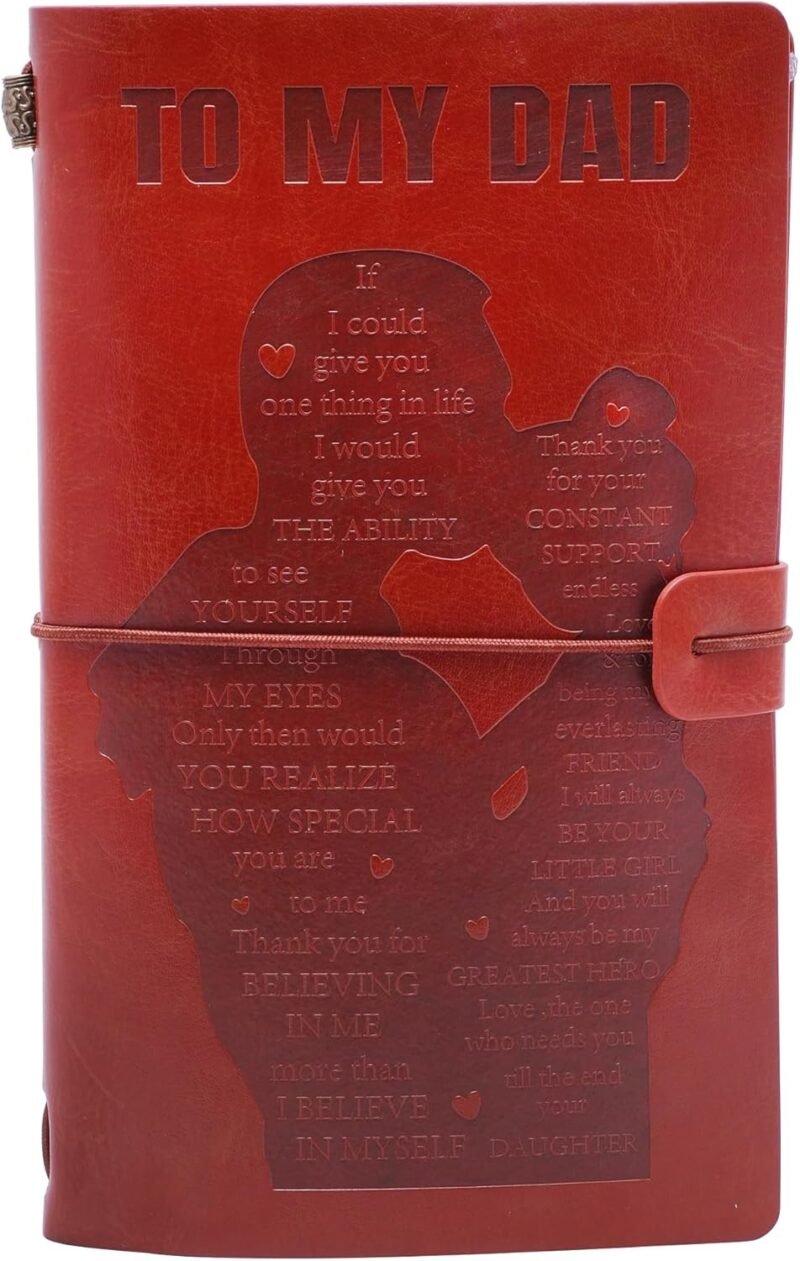 Fathers Day Gifts for Dad, Dad Birthday Gifts from Daughter, To My Dad Leather Journal Gifts, Vintage Notebook Travel Journal Gifts for Dad from Daughter, Birthday Christmas Presents for Dad Father