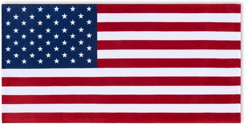 American Flag Beach Towel 30 x 60 inch (76 x 152 cm) USA Patriot 100% Cotton Velour Terry - Image 2
