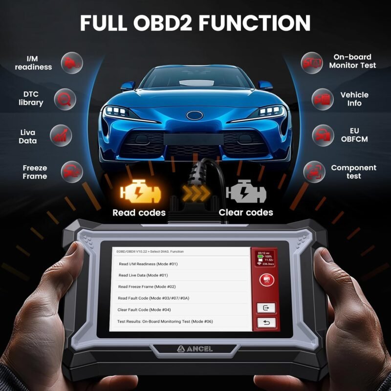 ANCEL DS100 OBD2 Scanner - ABS, SRS, Transmission & Check Engine Code Reader with 7 Reset, Oil/Brake/BMS/SAS/ETS Reset, ABS Auto Bleeding, Gear Learning, Lifetime Free Update, Online Customer Service - Image 4